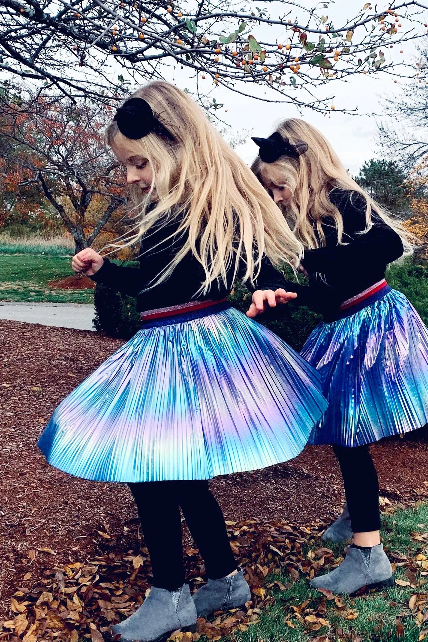 Little Girls Holographic Pleated Skirt