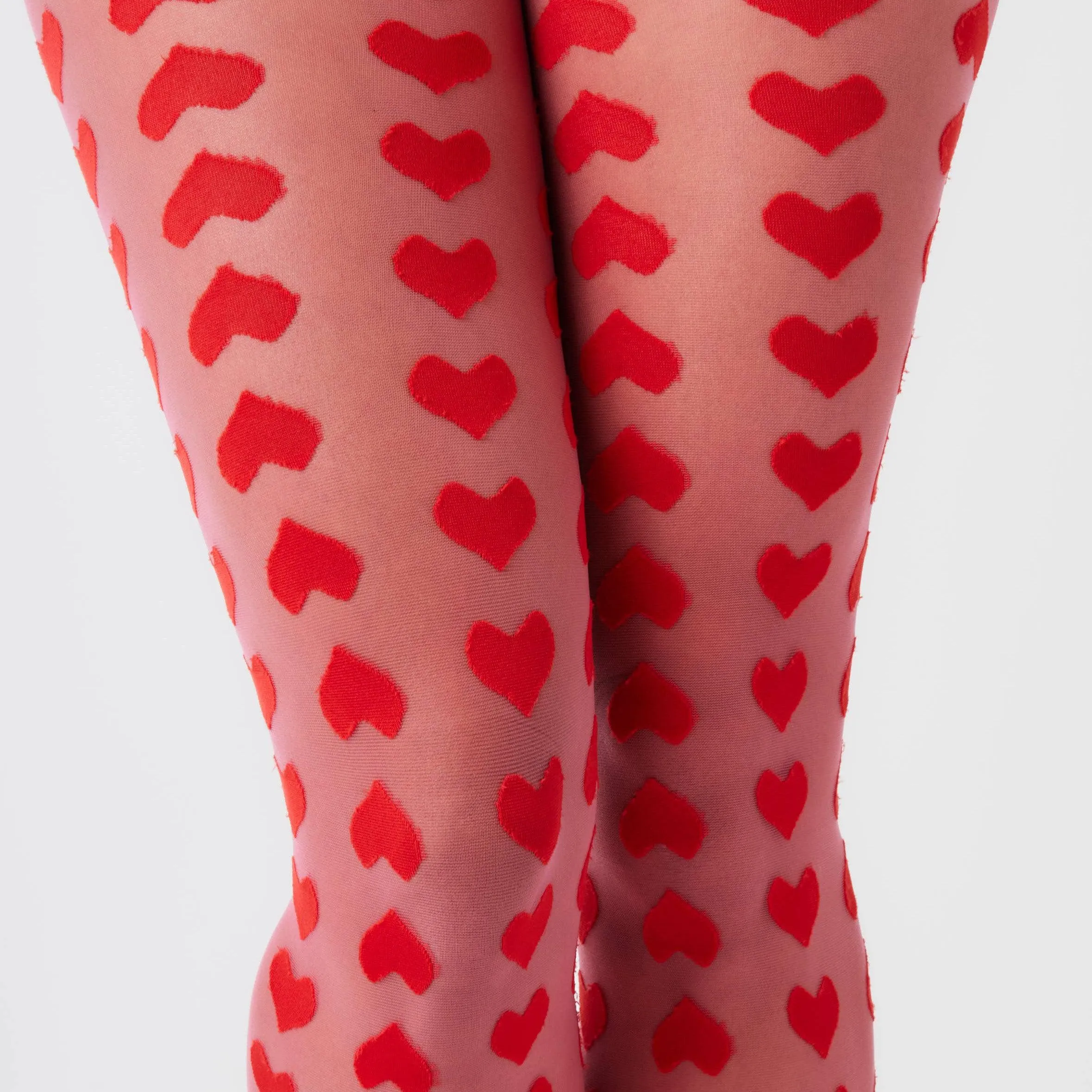 Lola Heart Monogram Tights in Pink and Red - Small