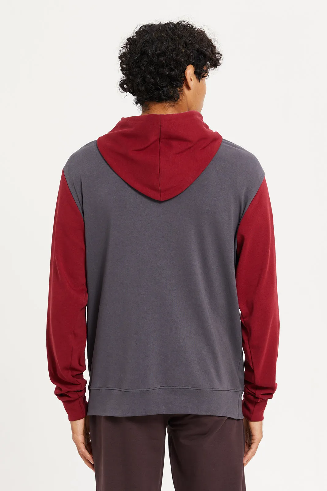 Men Grey And Burgundy Sweatshirt