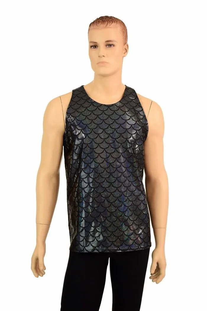 Mens Black Merman Scale Muscle Tank