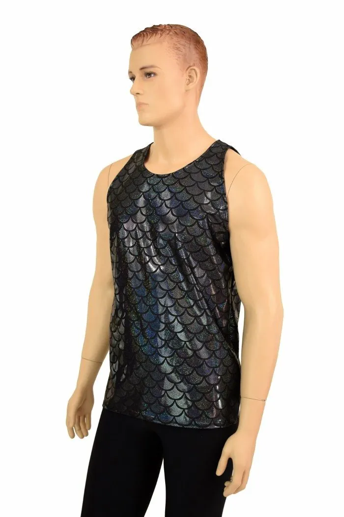 Mens Black Merman Scale Muscle Tank