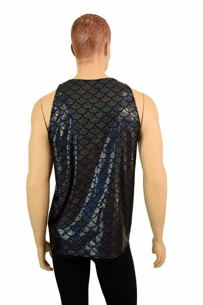 Mens Black Merman Scale Muscle Tank