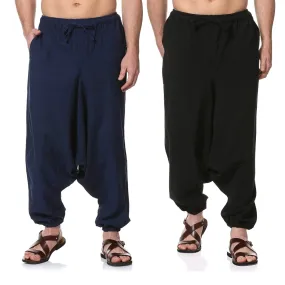 Men's Harem Pack of 2 | Dark Blue & Black | Fits Waist Sizes 28 to 36 Inches