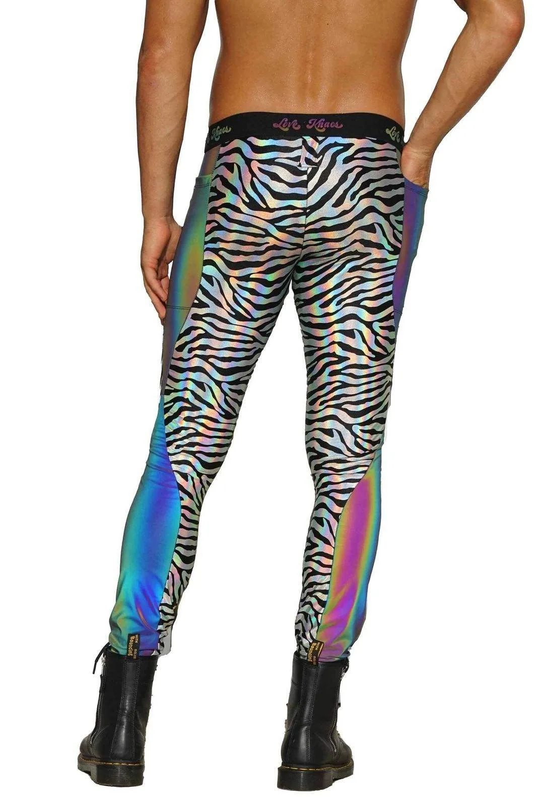 Mens Leggings with Pouch - Galactic Jungle