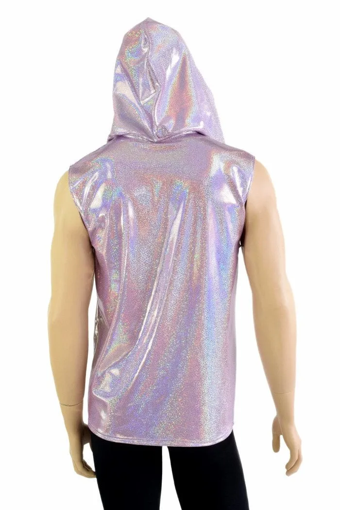 Mens Lilac Holographic Zipper Hoodie