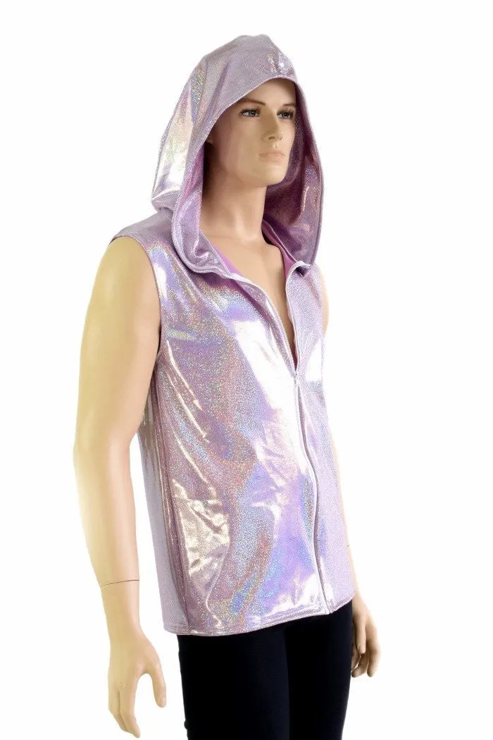 Mens Lilac Holographic Zipper Hoodie