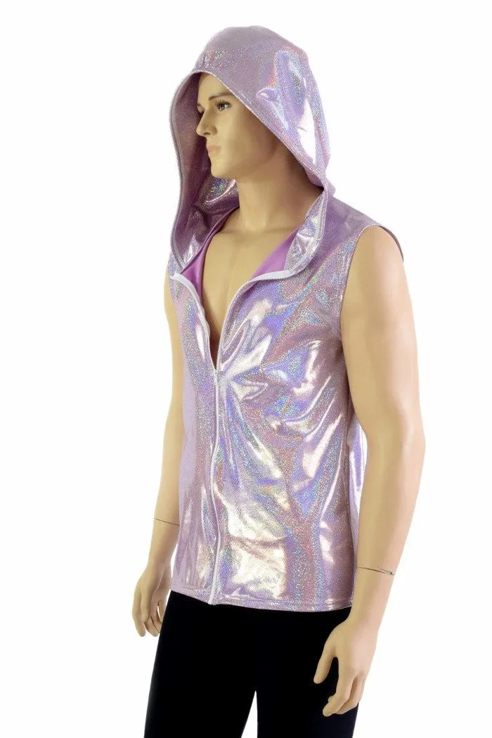 Mens Lilac Holographic Zipper Hoodie