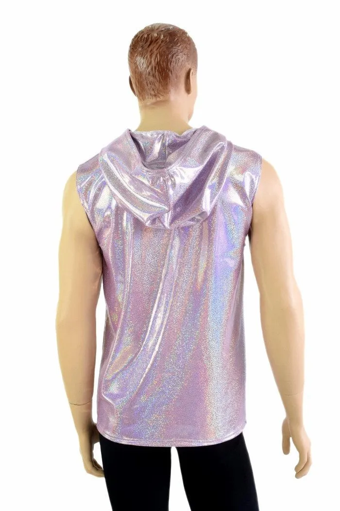 Mens Lilac Holographic Zipper Hoodie