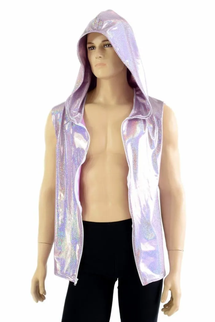 Mens Lilac Holographic Zipper Hoodie