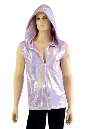 Mens Lilac Holographic Zipper Hoodie