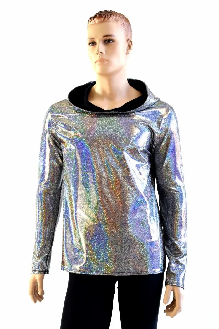 Mens Long Sleeve Silver Hoodie