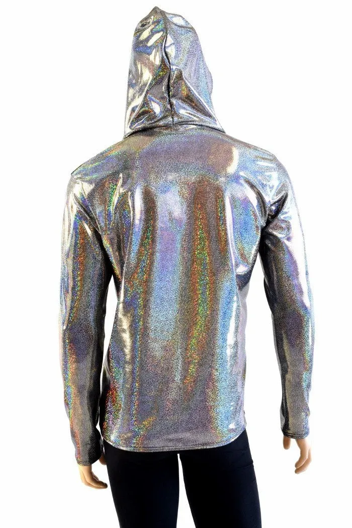 Mens Long Sleeve Silver Hoodie