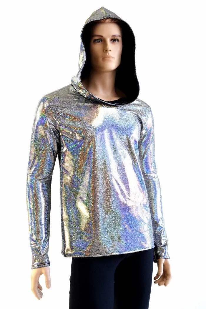 Mens Long Sleeve Silver Hoodie