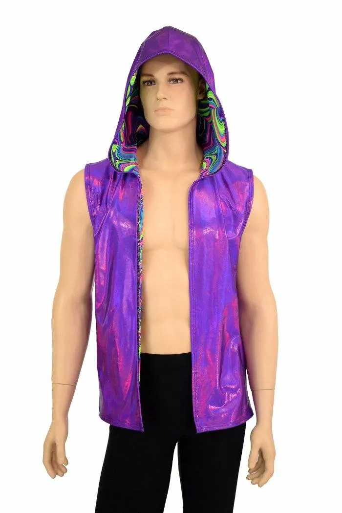 Mens Open Front Hooded Vest