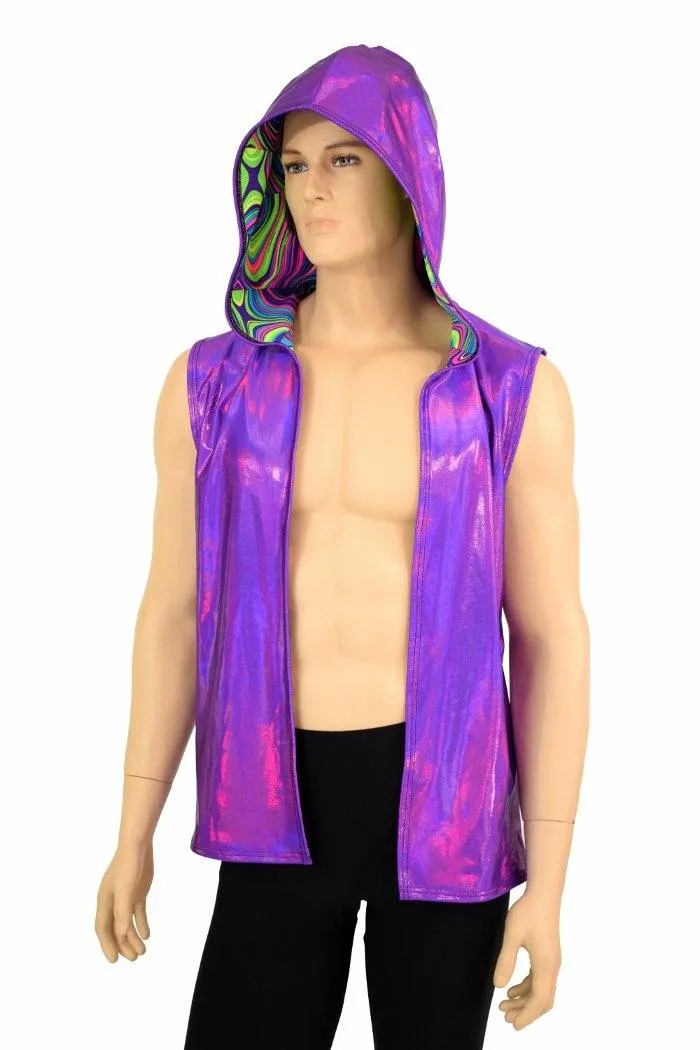 Mens Open Front Hooded Vest