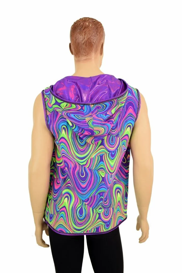 Mens Open Front Hooded Vest