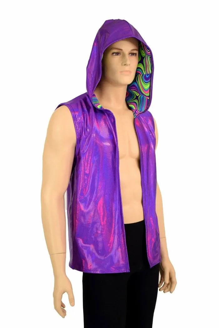 Mens Open Front Hooded Vest