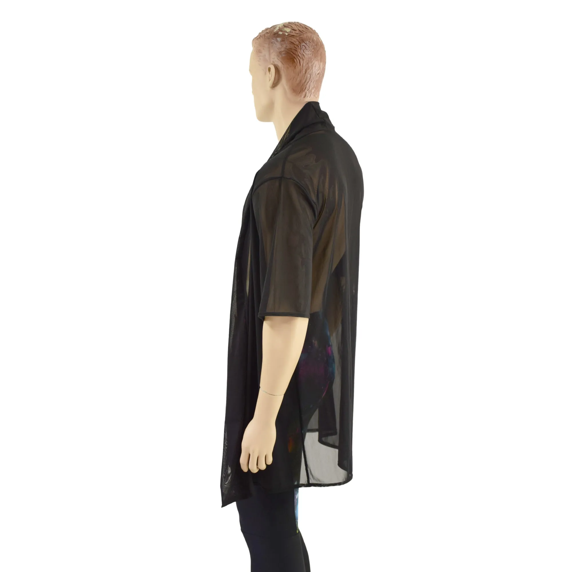 Mens Open Front Nomad Shirt in Black Mesh