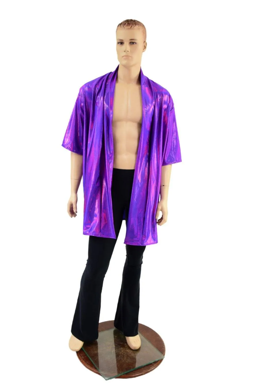 Mens Open Front Nomad Shirt in Grape Holographic