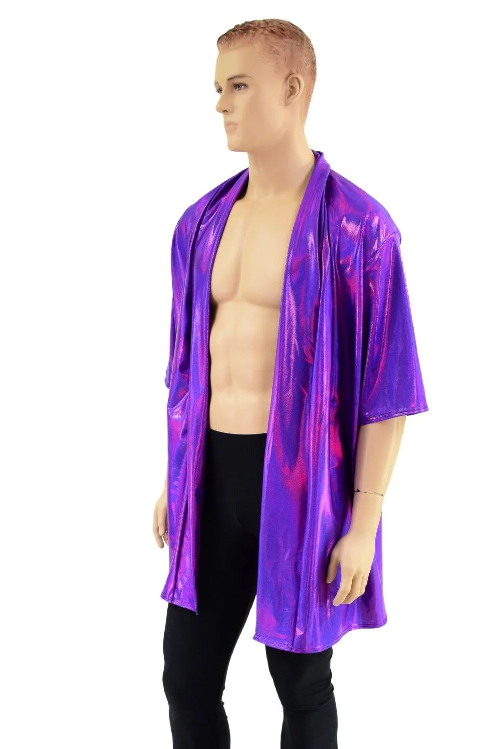 Mens Open Front Nomad Shirt in Grape Holographic