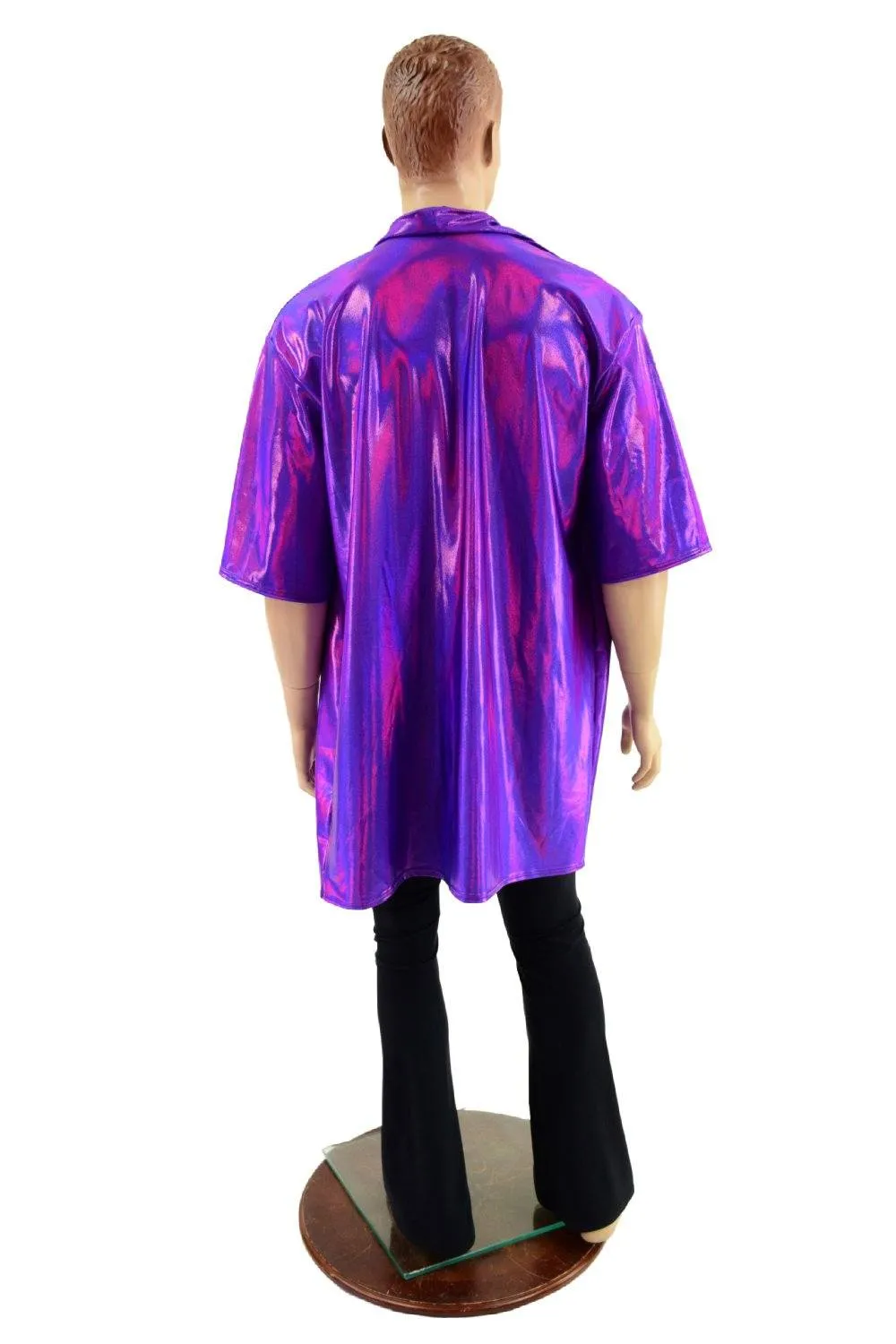 Mens Open Front Nomad Shirt in Grape Holographic