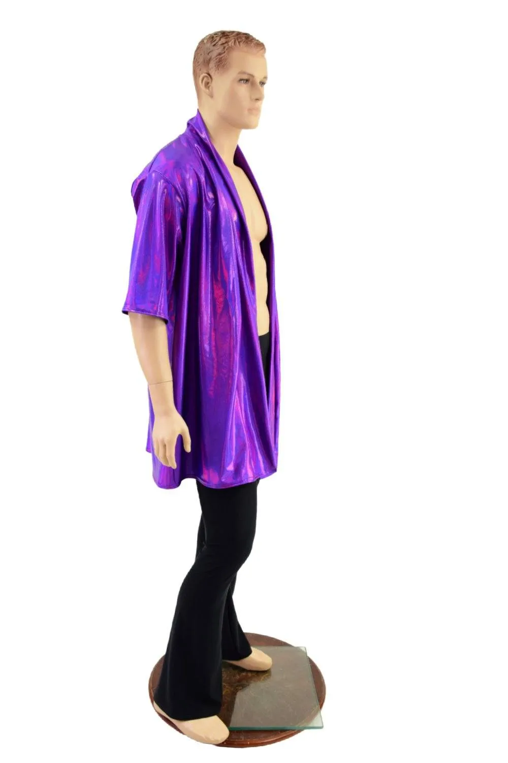 Mens Open Front Nomad Shirt in Grape Holographic