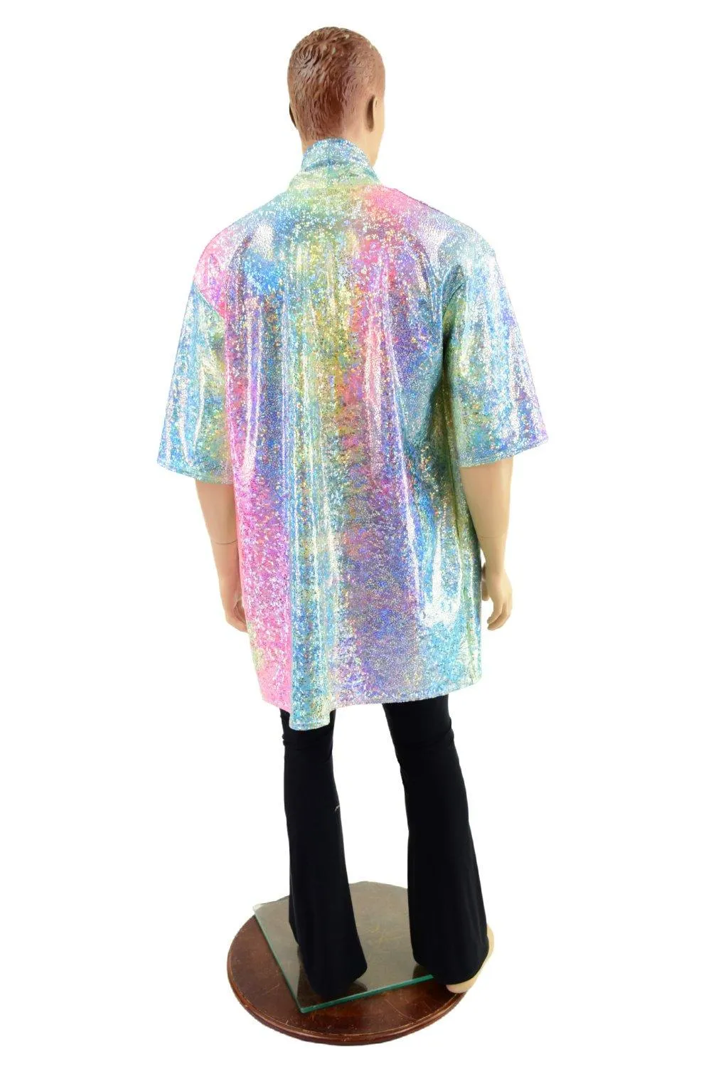 Mens Open Front Nomad Shirt in Rainbow Shattered Glass