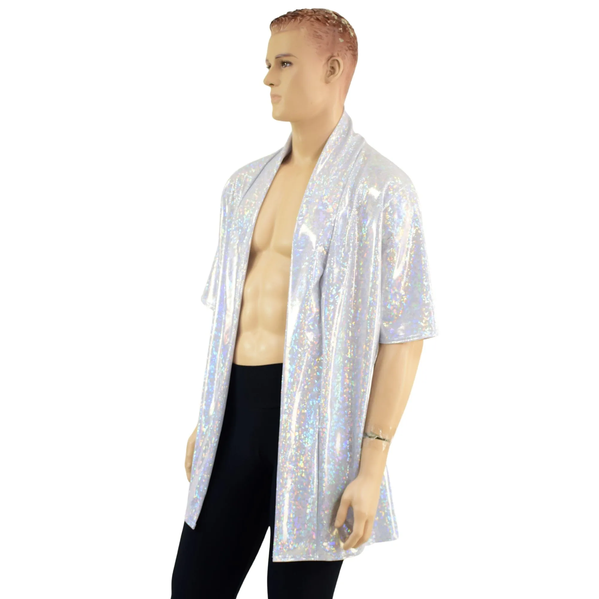 Mens Open Front Nomad Shirt in White Kaleidoscope