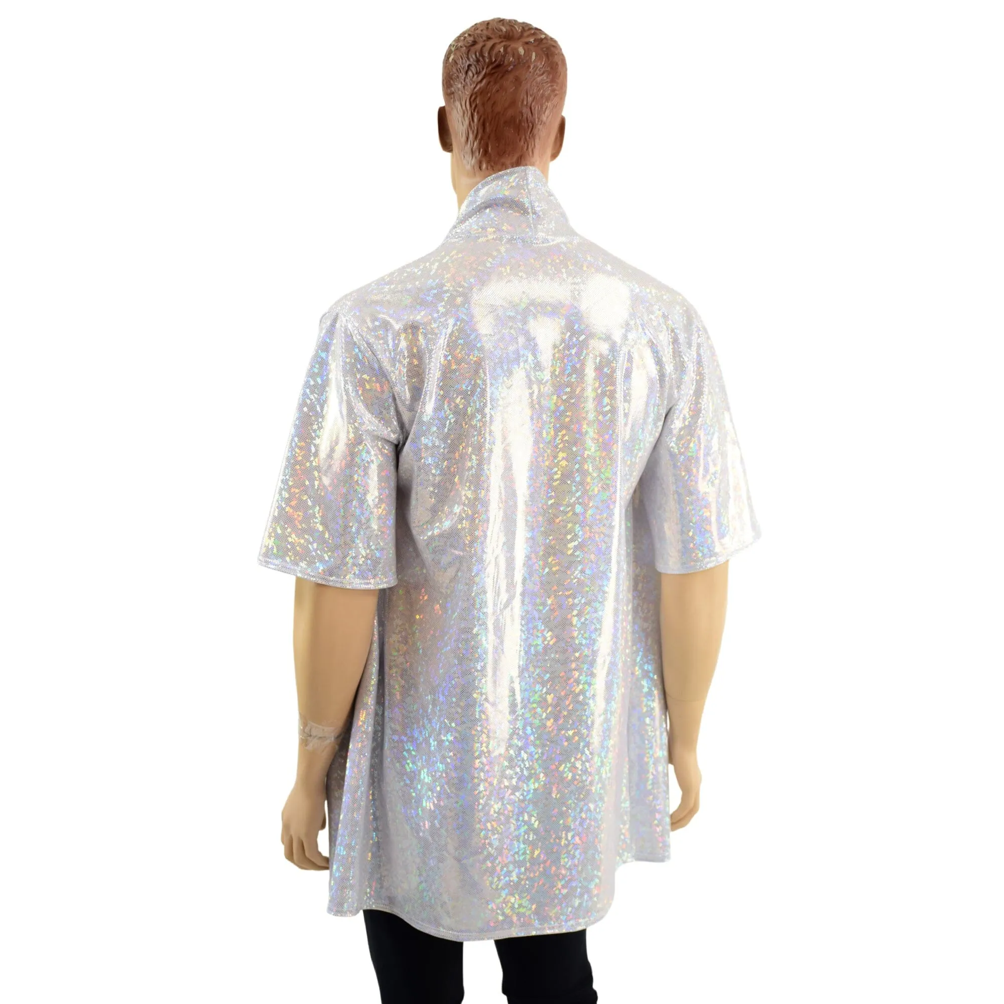 Mens Open Front Nomad Shirt in White Kaleidoscope