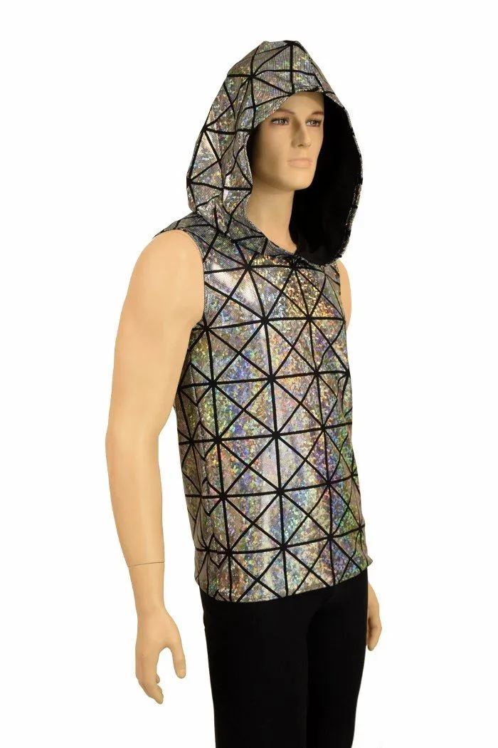 Mens Silver Holographic Hoodie