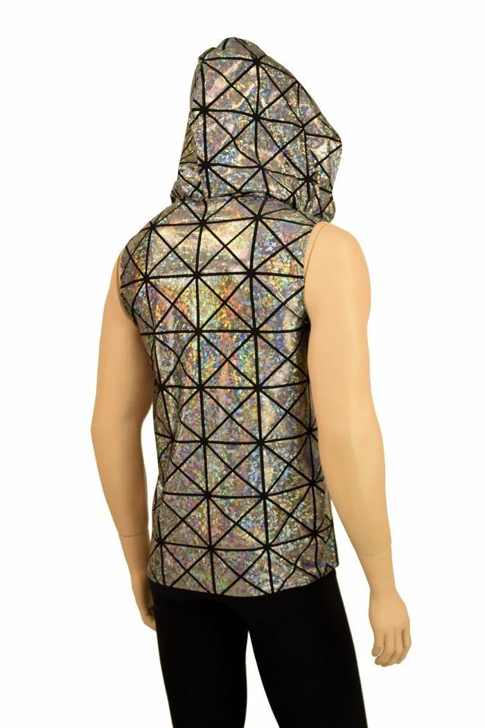 Mens Silver Holographic Hoodie