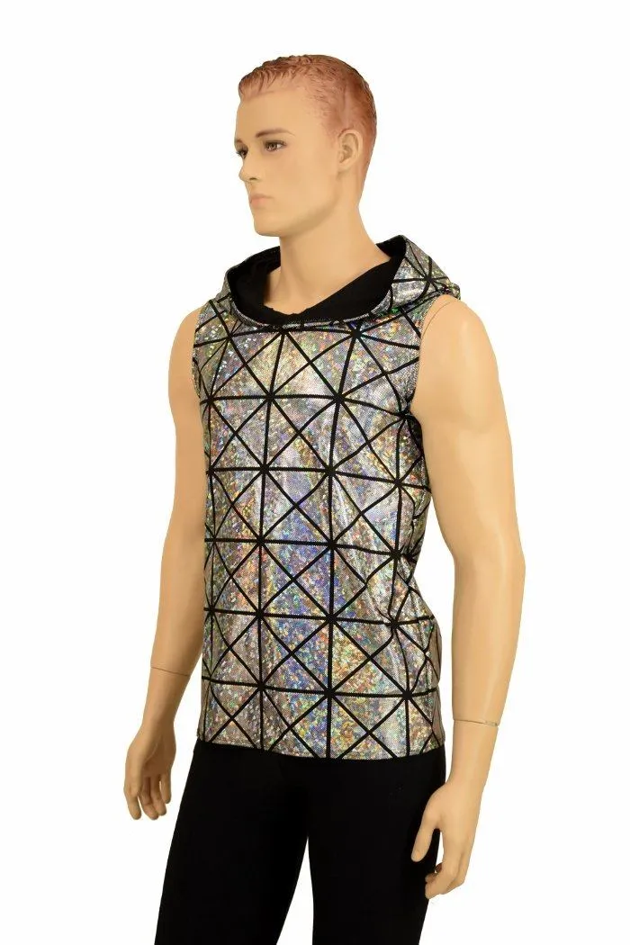 Mens Silver Holographic Hoodie