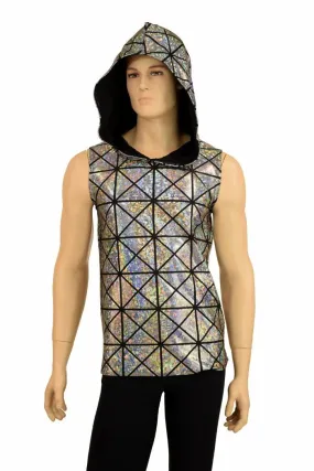 Mens Silver Holographic Hoodie