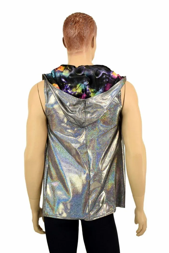 Mens Silver Holographic Zipper Hoodie