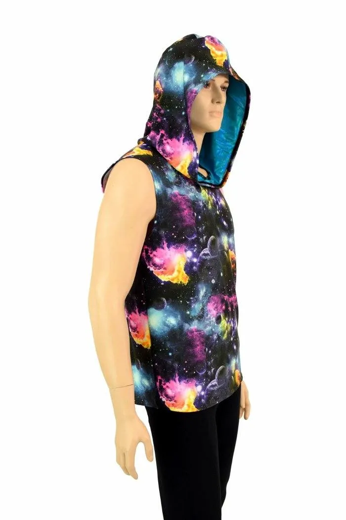 Mens Sleeveless Galaxy Hoodie