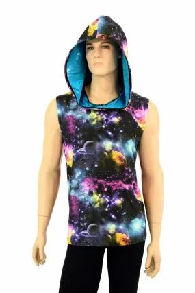 Mens Sleeveless Galaxy Hoodie