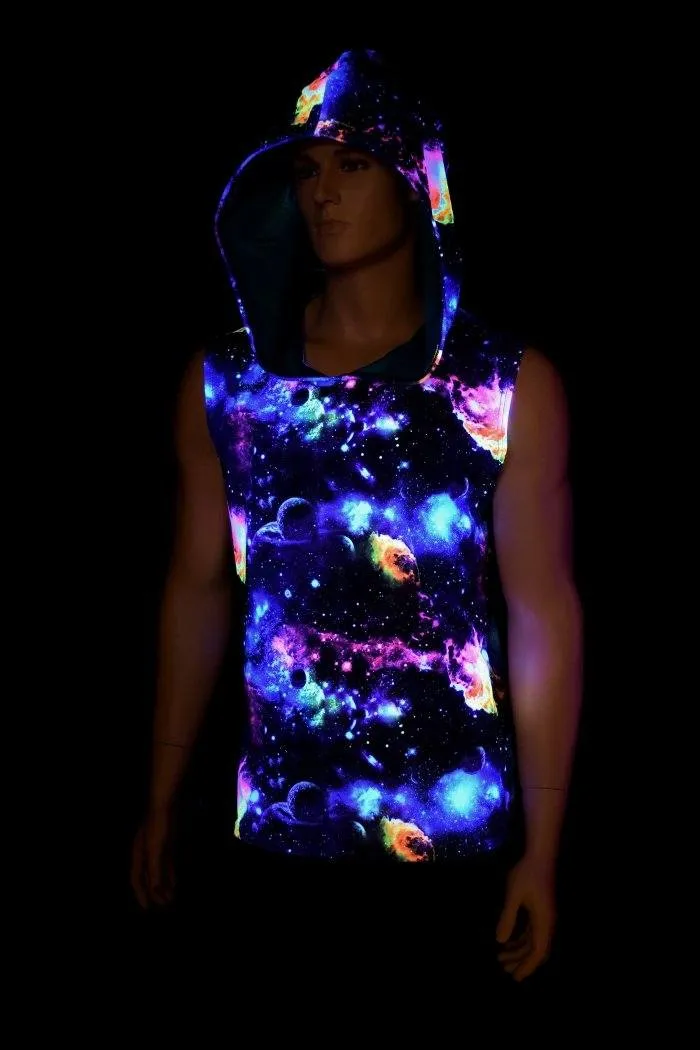 Mens Sleeveless Galaxy Hoodie