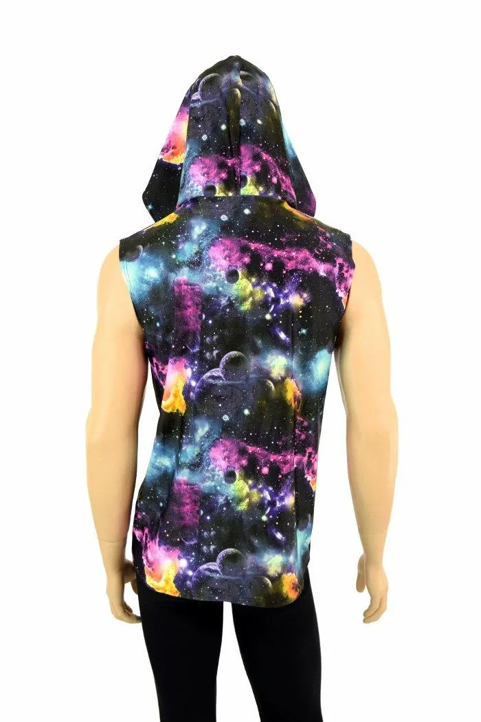 Mens Sleeveless Galaxy Hoodie