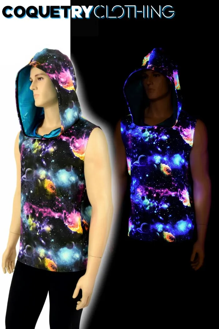 Mens Sleeveless Galaxy Hoodie