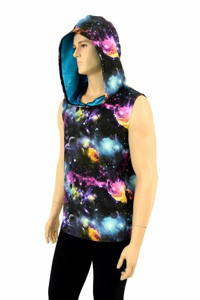 Mens Sleeveless Galaxy Hoodie