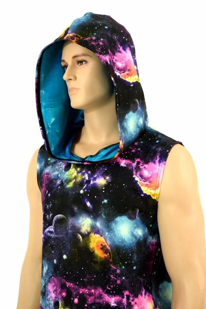 Mens Sleeveless Galaxy Hoodie