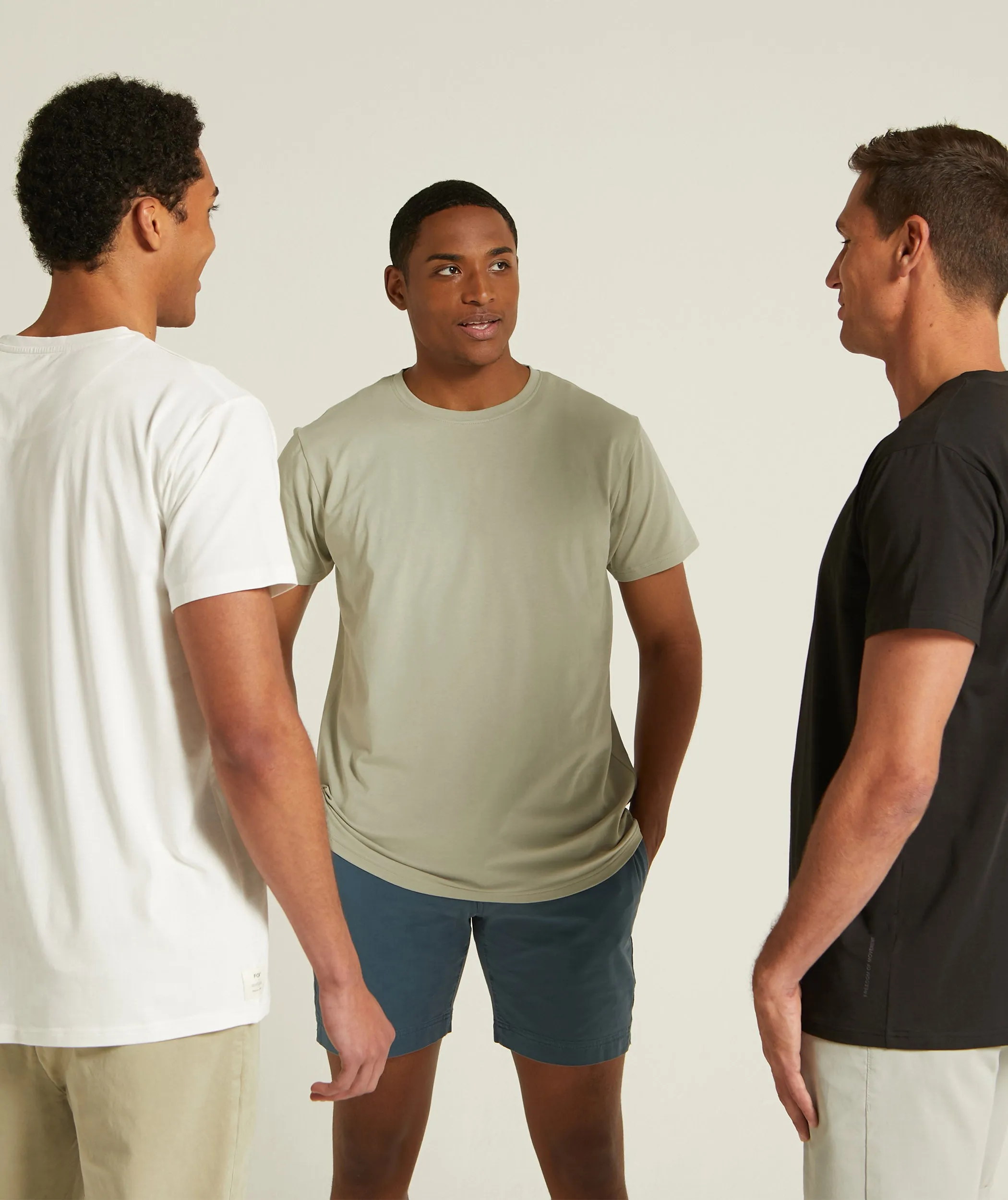 Mens Standard Three Pack Cotton Tees - White / Black / Mineral Grey