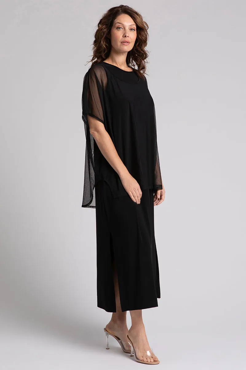 Mesh Slit Back Tunic | Black