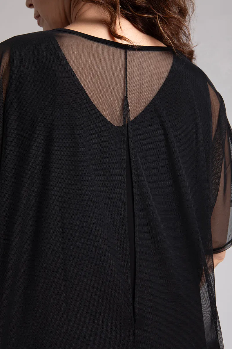 Mesh Slit Back Tunic | Black