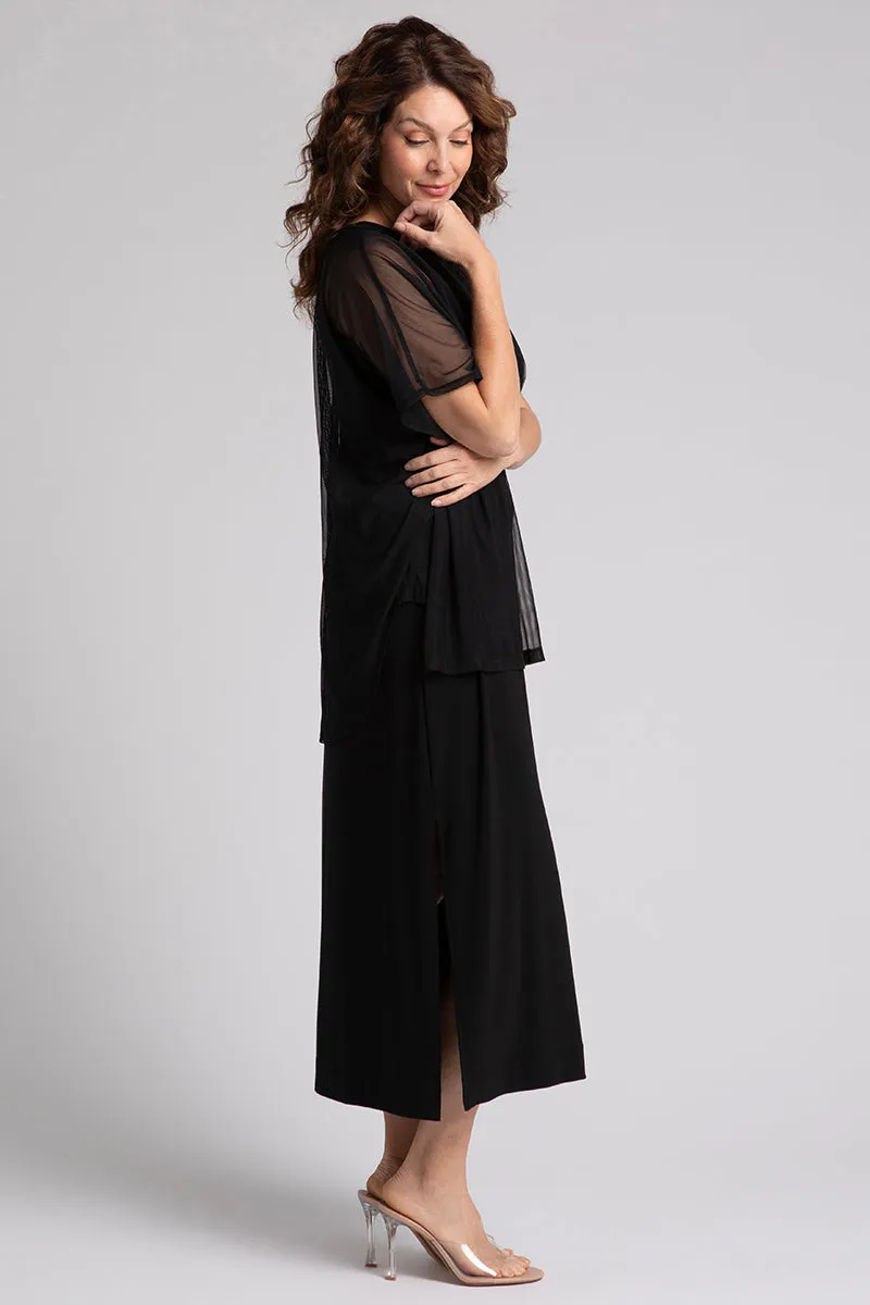 Mesh Slit Back Tunic | Black