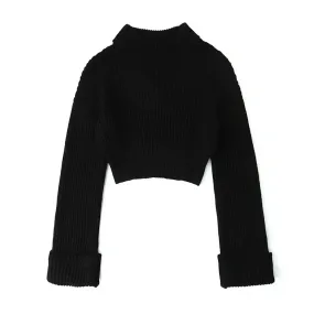 Metaversmall Solid Minimalist Casual Sweater For Women Turtleneck Long Sleeve Knitting Pullover Sweaters Female Fashion Clothing Style