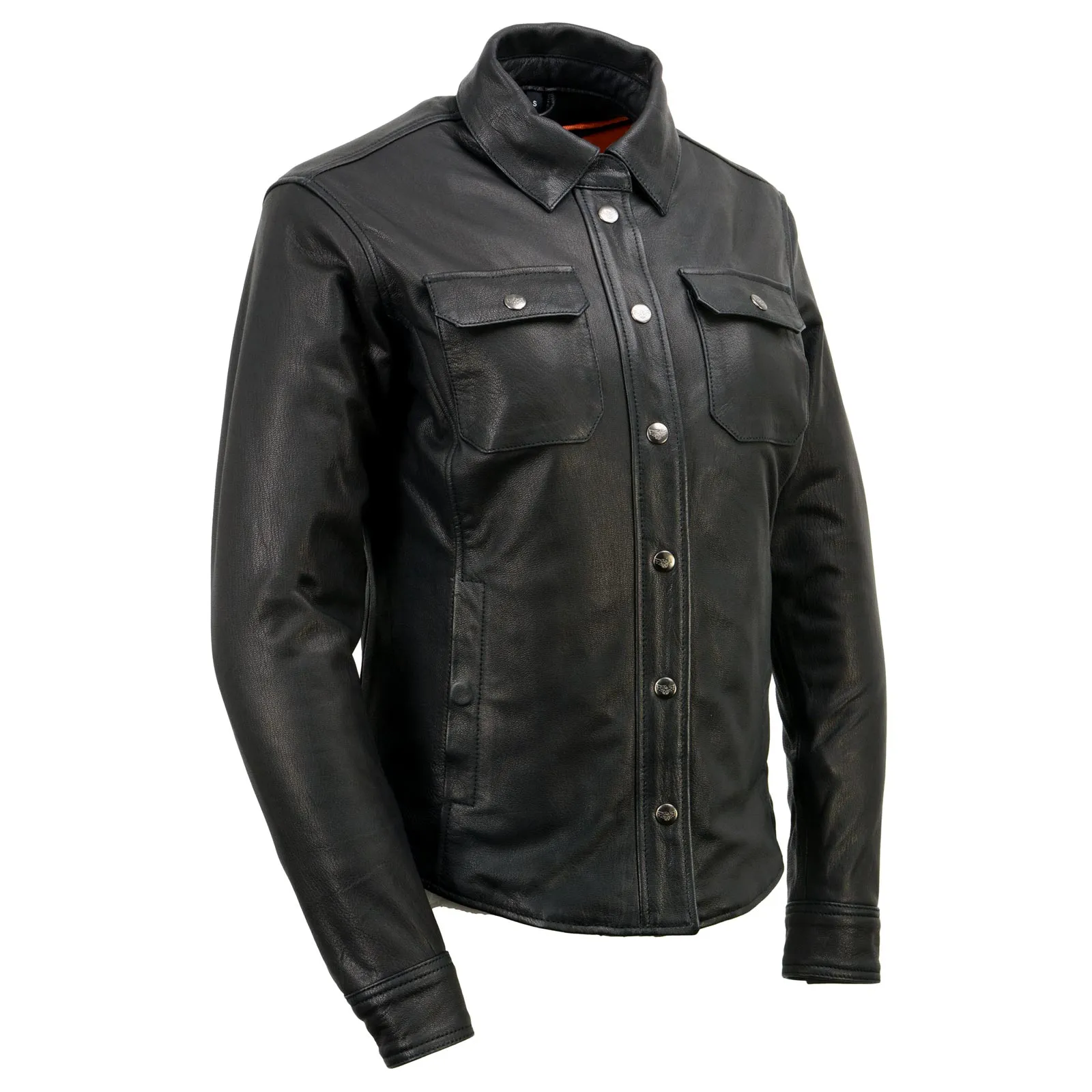 Milwaukee Leather | Black Women's Genuine Leather Shirt Jacket w/ Removable Liner and Reflective Trim - MLL2600