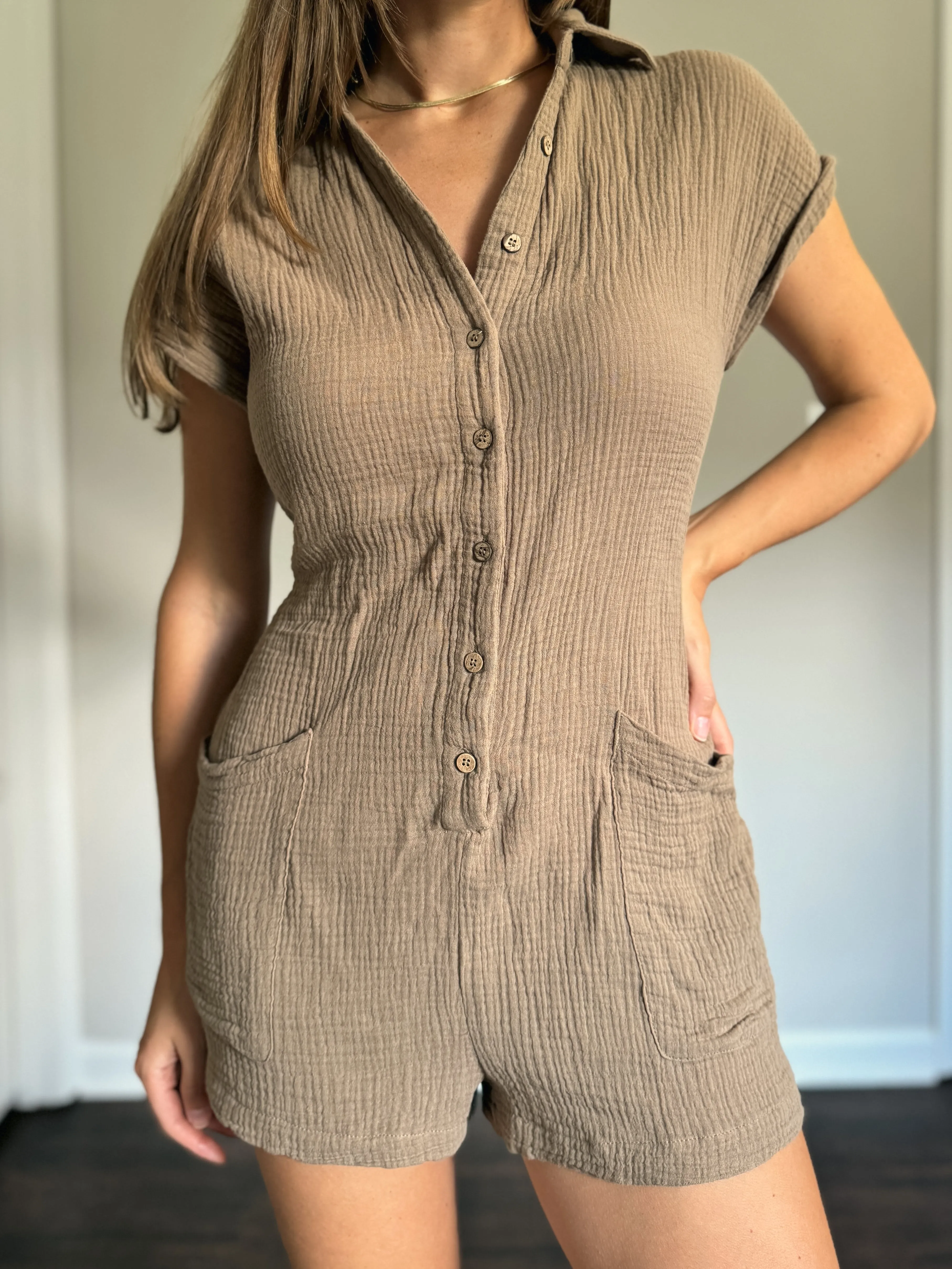 Mocha Cotton Romper