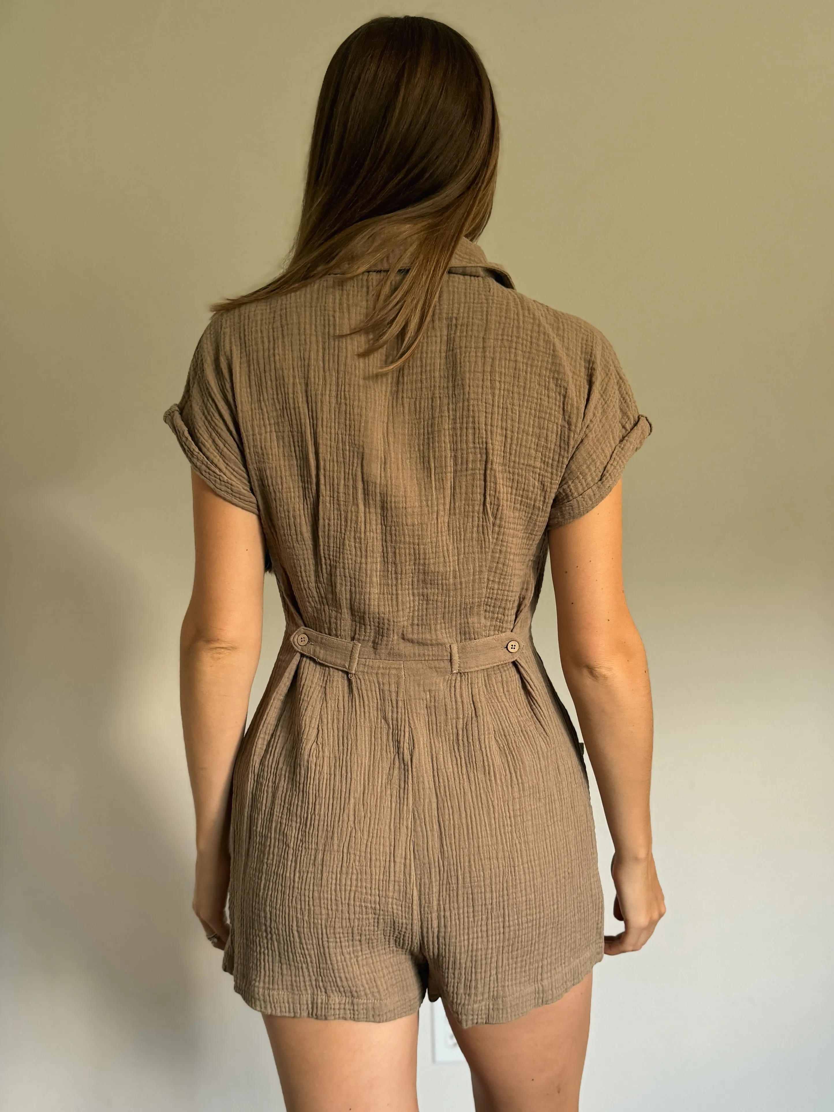 Mocha Cotton Romper