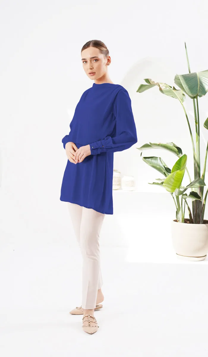 Myra Modest Chiffon Tunic Dress - Royal Blue - FINAL SALE